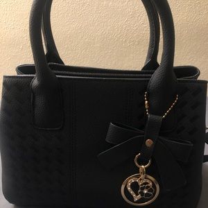 Black Womens Purse with Heart Medallion